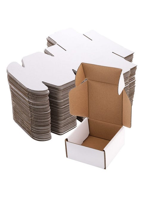 75 Pack Corrugated Mailer 4X4X2 Inches Shipping Boxes Small Cardboard Box For Shipping Mailing And Storing Recyclable Crush Proof Oyster White