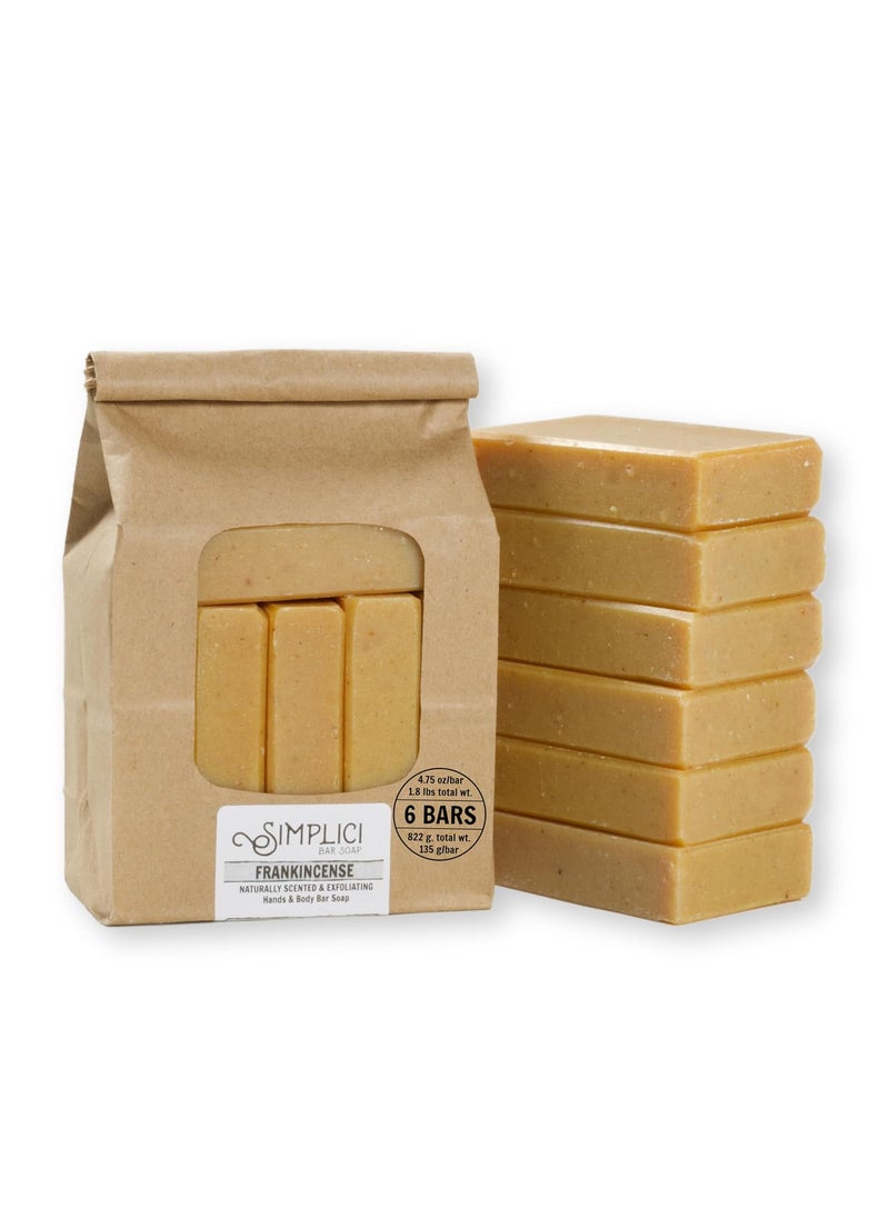 SIMPLICI Frankincense Natural Soap exfoliating  pure essential oils 6 Bar Value Bag Palm Free 