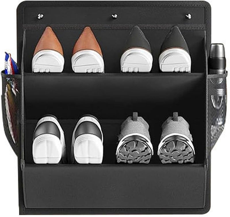 حقيبة تخزين مثبتة على الباب الأسود للأحذية والألعاب في المنازل والعربات المقطورة، حقيبة قماشية لتوفير المساحة - Image 1