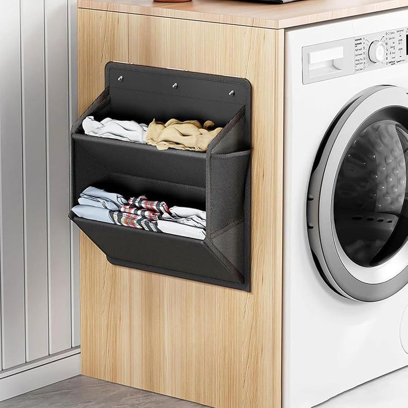 حقيبة تخزين مثبتة على الباب الأسود للأحذية والألعاب في المنازل والعربات المقطورة، حقيبة قماشية لتوفير المساحة - Image 3