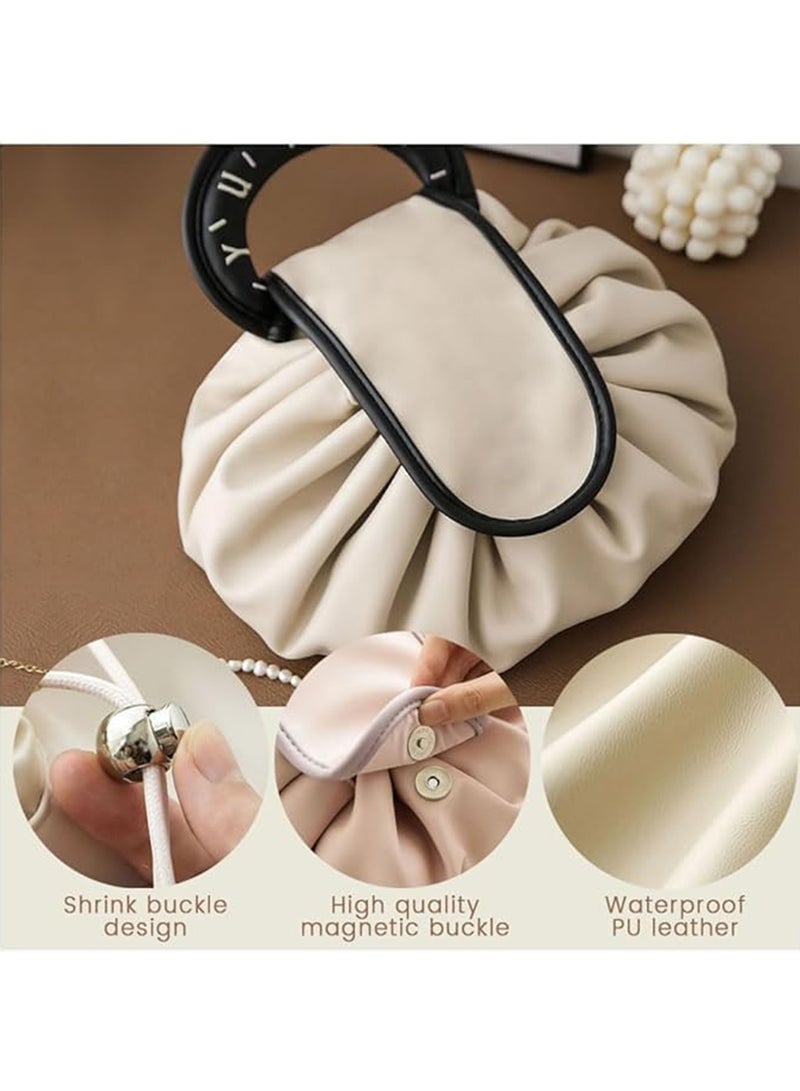 GT-Wheel Makeup Bag Drawstring Flat Lay Large Cosmetic Bag Travel Makeup Organization Case Suitable For Travel Gift And Daily Use - Image 3