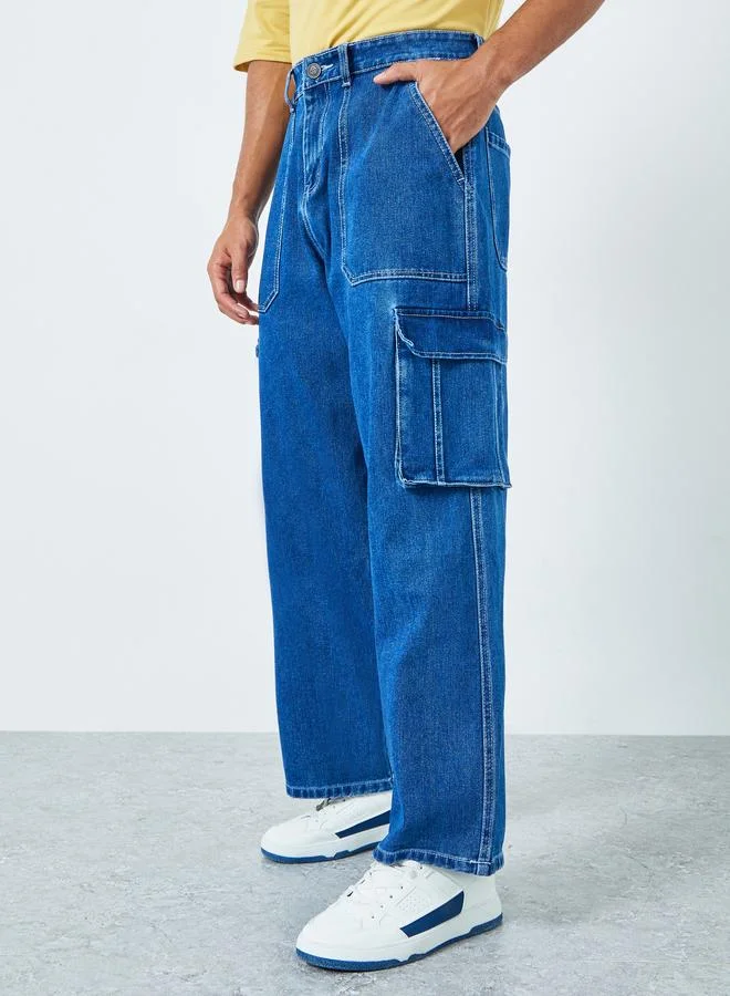 Men Baggy Cargo Jeans with Pockets