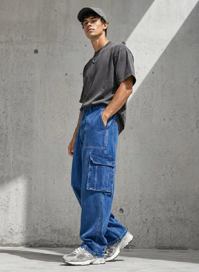 Styli Men Baggy Cargo Jeans with Pockets