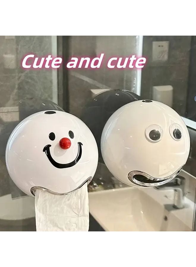 Smiling Face Round Wall Mounted Self Adhesive Waterproof Tissue Holder Plastic Bathroom Organizer - Image 5