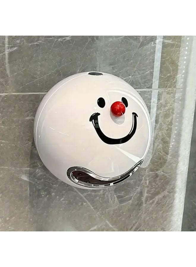 Smiling Face Round Wall Mounted Self Adhesive Waterproof Tissue Holder Plastic Bathroom Organizer - Image 3
