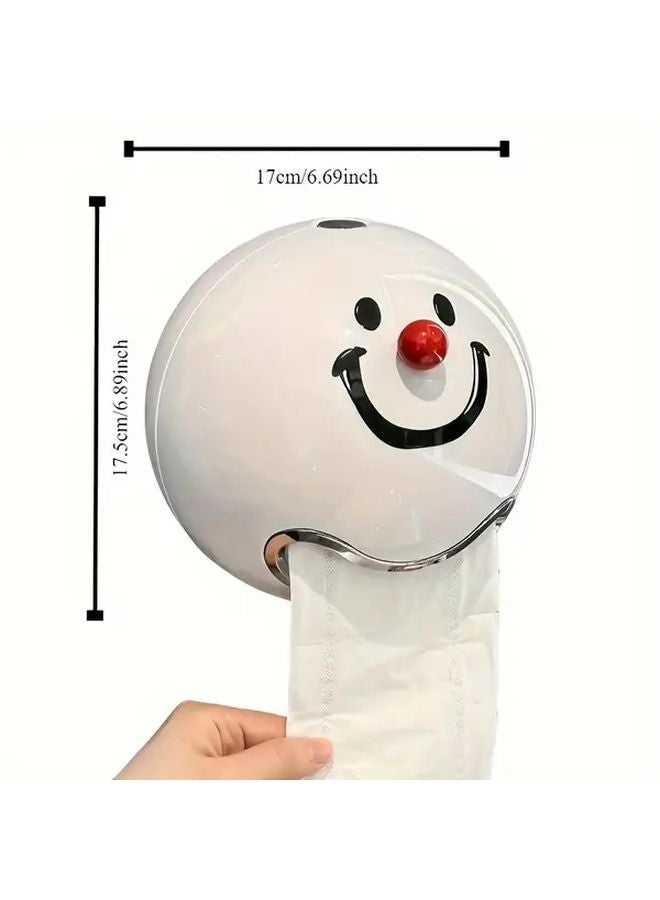 Smiling Face Round Wall Mounted Self Adhesive Waterproof Tissue Holder Plastic Bathroom Organizer - Image 4