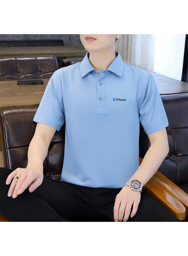 FOLUNSI summer Men's Polo Shirt - Soft, Skin-friendly, Comfortable Solid Color Minimalist Collared Short Tee - Image 2