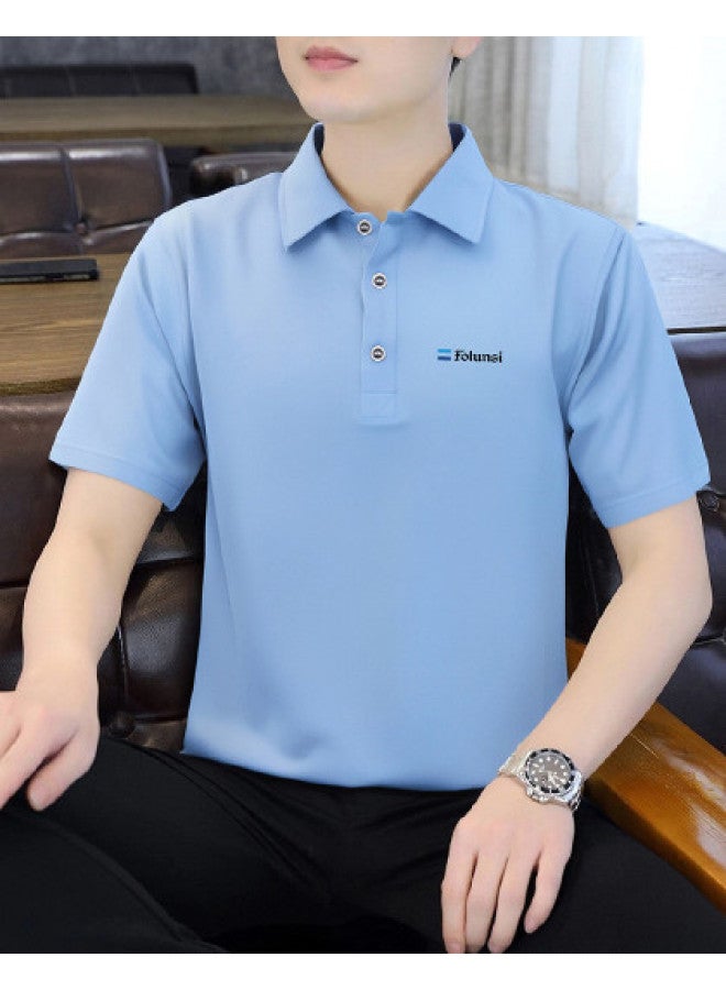 FOLUNSI summer Men's Polo Shirt - Soft, Skin-friendly, Comfortable Solid Color Minimalist Collared Short Tee - Image 1