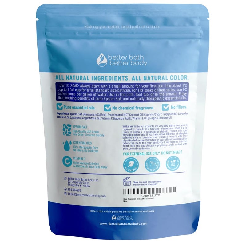 Better Bath Better Body Deep Relaxation Bath Salt 32 Ounces Epsom Salt with Natural Lavender Essential Oil Plus Vitamin C in BPA Free Pouch with Easy Press-Lock Seal - Image 2