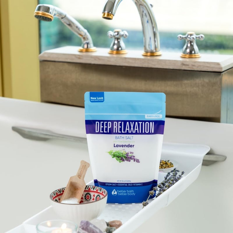 Better Bath Better Body Deep Relaxation Bath Salt 32 Ounces Epsom Salt with Natural Lavender Essential Oil Plus Vitamin C in BPA Free Pouch with Easy Press-Lock Seal - Image 4