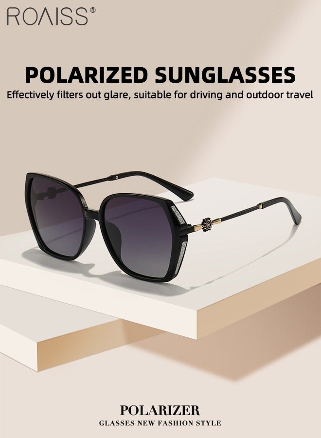 roaiss Women's Polarized Butterfly Sunglasses, UV400 Protection Sun Glasses Rhinestones Decoration, Fashion Anti-glare Sun Shades for Women with Glasses Case, 57mm - Image 3