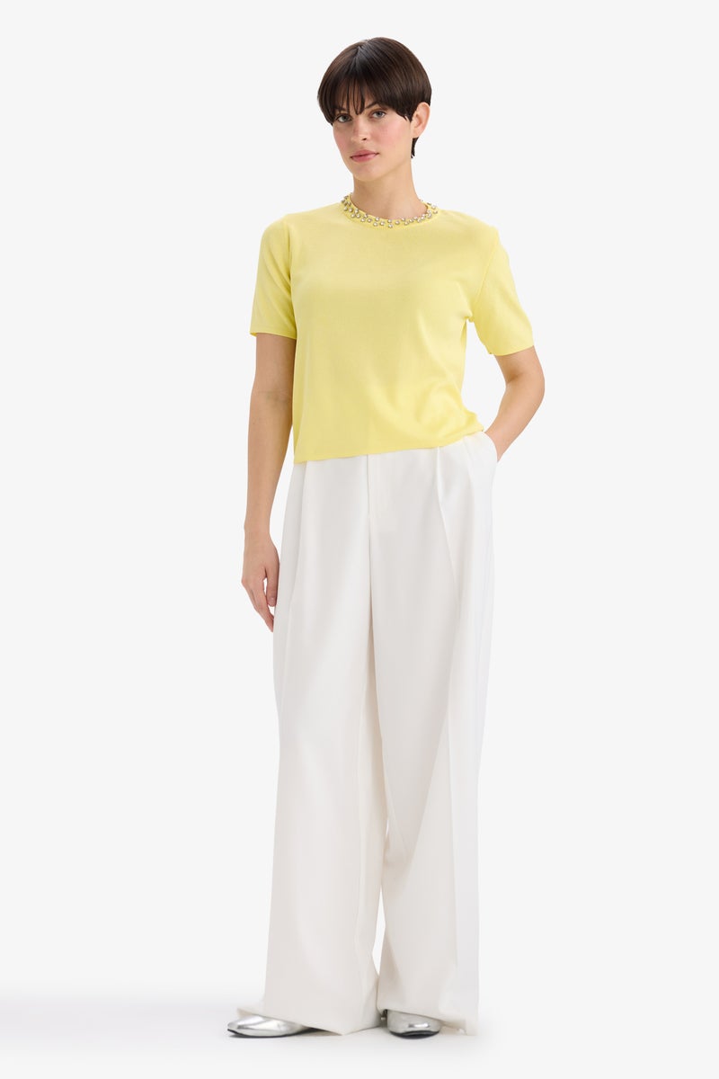 DeFacto Yellow Woman Regular Fit Crew Neck Embroidered Knitwear Pullover Casual - Image 2