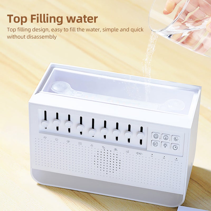 Simulated Flame Air Diffuser Humidifier BT5.0 200ml Ultrasonic Aromatherapy Diffuser with 2 Brightness Night Light 3.5mm Jack White Noise USB Cool Mist Essential Oil Diffuser for Spa Home Yoga Office Bedroom - Image 4