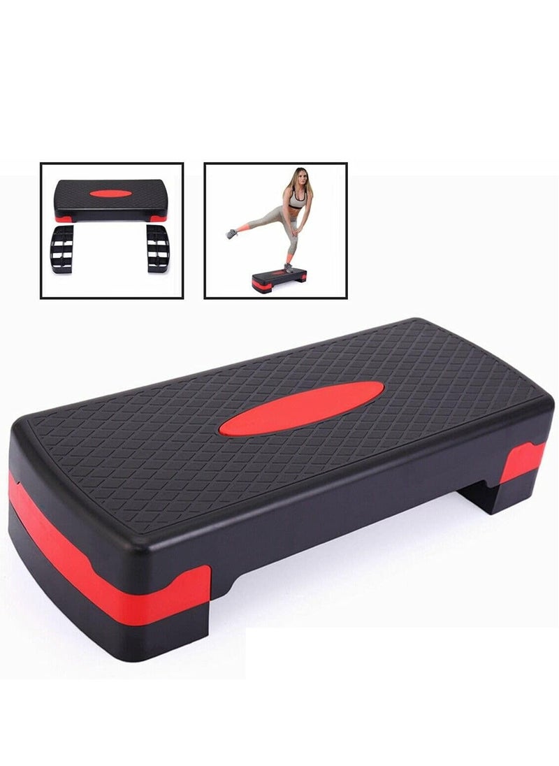 Generic Adjustable Fitness Aerobic Exercise Step Board, 68x28 CM - Black & Red  - Image 1