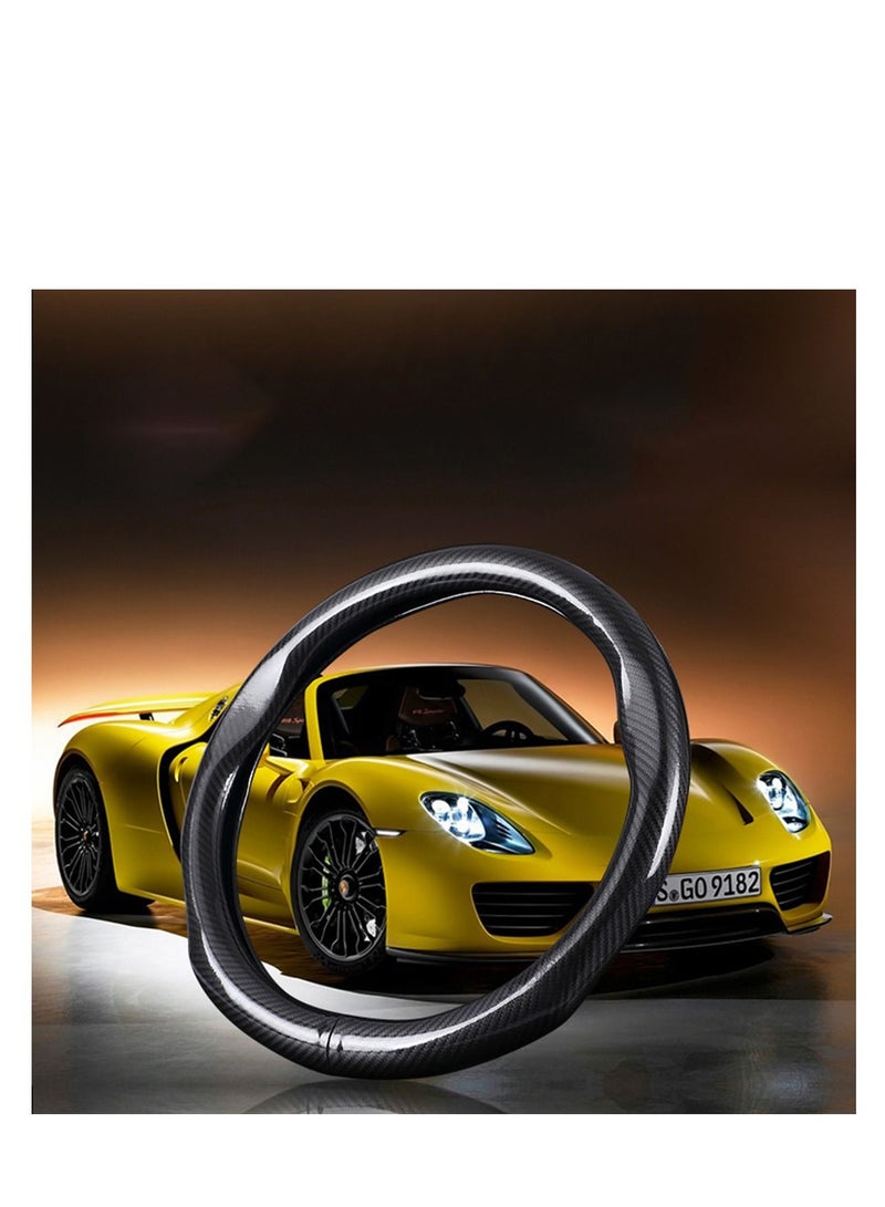 SYOSI Steering Wheel Cover, 15in Car Steering Wheel Cover Carbon Fiber Style Steering Wheel Cover Protection Ergonomic Design Universal  - Image 1