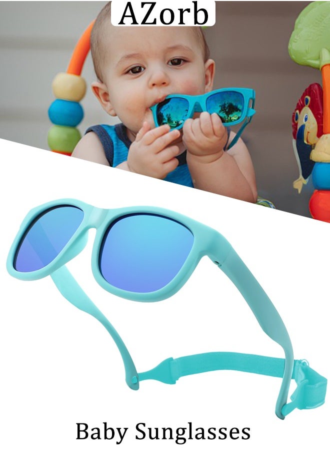 AZorb Baby Sunglasses with Adjustable Strap Polarized Sun Glasses Bendable Flexible Newborn UV Protection for Kids Toddler Infant Boys Girls Age 0-3 Green  - Image 1