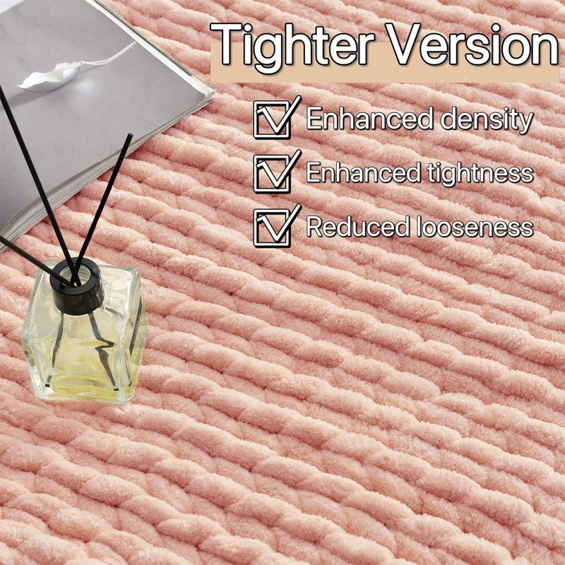 Maetoow Tighter Version Chenille Chunky Knit Blanket Throw 50×60 Inch, Handmade Warm & Cozy Blanket Couch, Bed, Home Decor, Soft Fleece Banket, Boho Thick Blankets and Giant Yarn Throws, Rose Pink - Image 2