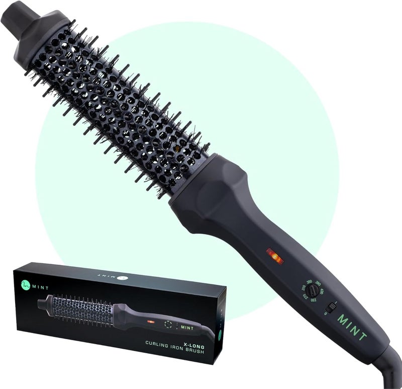 MINT ExtraLong 1 13 Inch Thermal Brush for Effortless Curls Volume  Waves  230430F 2Heater Ceramic Curling Iron Brush Creates LongLasting Styles  Heated Round Brush Styler