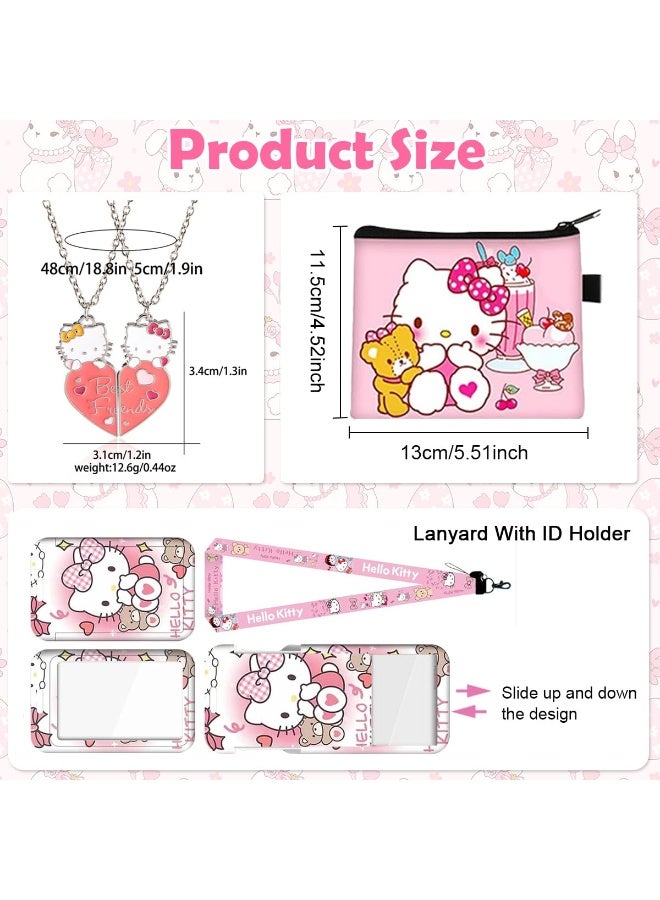 Hello Kitty HASTHIP® 12Pcs Kawaii Sanrio Stuff Kitty School Supplies Set, Hello Kitty Sanrio Stationery Set with Drawstring Bag Coin Wallet Bracelet Keychain Necklaces Button Pins Stickers Lanyard for Kids Adults - Image 3
