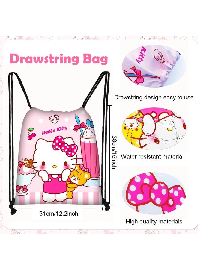 Hello Kitty HASTHIP® 12Pcs Kawaii Sanrio Stuff Kitty School Supplies Set, Hello Kitty Sanrio Stationery Set with Drawstring Bag Coin Wallet Bracelet Keychain Necklaces Button Pins Stickers Lanyard for Kids Adults - Image 4