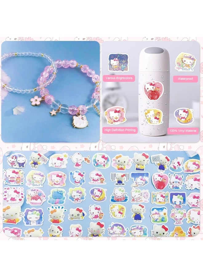 Hello Kitty HASTHIP® 12Pcs Kawaii Sanrio Stuff Kitty School Supplies Set, Hello Kitty Sanrio Stationery Set with Drawstring Bag Coin Wallet Bracelet Keychain Necklaces Button Pins Stickers Lanyard for Kids Adults - Image 5
