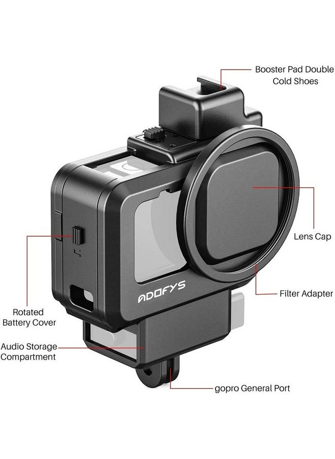 Mount And Accessory For Gopro 9/10&11 Black, Cold Shoe Mount Mic Light Stand Housing Case For Gopro Microphone Adapter Vlog Accessory Compatible With Tripod, Selfie Stick