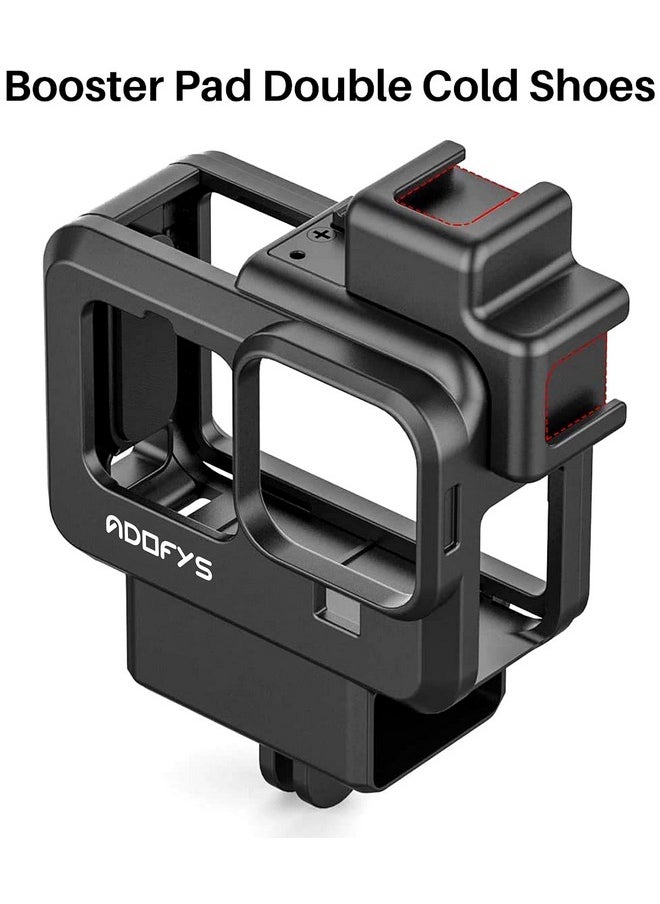 Mount And Accessory For Gopro 9/10&11 Black, Cold Shoe Mount Mic Light Stand Housing Case For Gopro Microphone Adapter Vlog Accessory Compatible With Tripod, Selfie Stick
