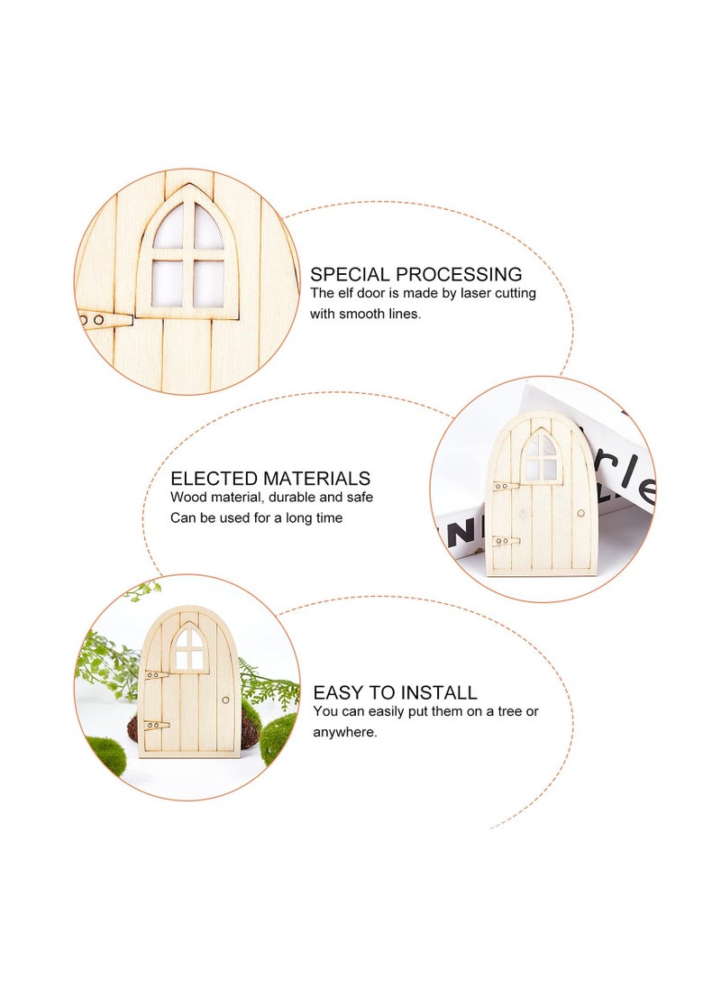 KASTWAVE - Fairy Garden Door, 30 Pcs Unpainted Wooden Fairy Door, Mini Blank Garden Door Decoration Pieces Hollow Out Wood Elf Door for Miniature DIY Craft Embellishments, for Fairy Tale Education Learning Toy - Image 1