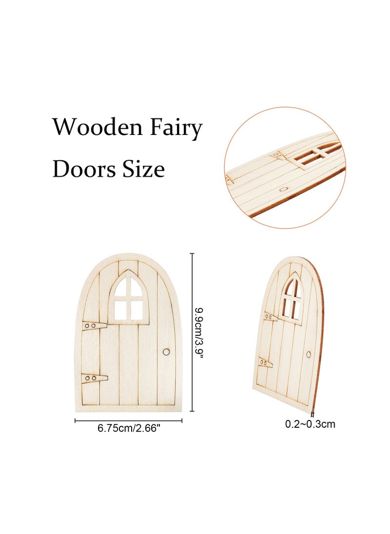KASTWAVE - Fairy Garden Door, 30 Pcs Unpainted Wooden Fairy Door, Mini Blank Garden Door Decoration Pieces Hollow Out Wood Elf Door for Miniature DIY Craft Embellishments, for Fairy Tale Education Learning Toy - Image 1