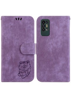 Case Cover For For Tecno Pova 2 Little Tiger Embossed Leather Phone Case(Purple)
