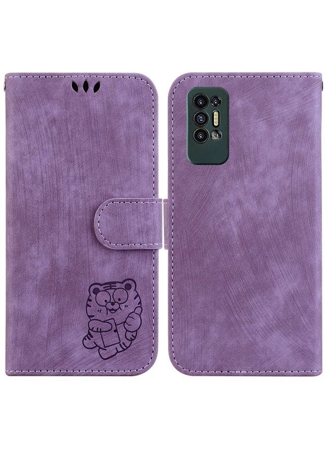 HuHa - Case Cover For For Tecno Pova 2 Little Tiger Embossed Leather Phone Case(Purple) - Image 1