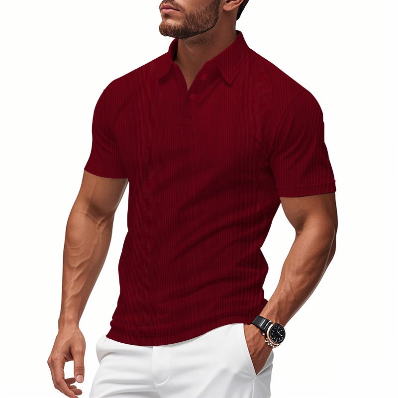 -style Summer Jacquard Men''s Polo Shirt Short-sleeved Simple British-style Lel Heavy T-shirt for Men - Image 1