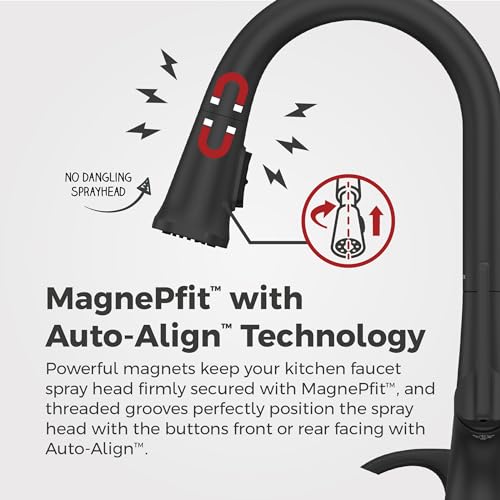 Pfister Ridgeline Kitchen Faucet with Pull Down Sprayer and Soap Dispenser Single Handle High Arc NSF Certified Spot Defense Matte Black Finish F5297RGSDB - Image 3