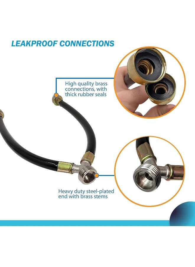 CarterTM Y Mixer Hose, Mix Hot And Cold Water-Washer Braided Rubber Inlet Hose Â¾Â€ With Brass Couplings  - Image 2
