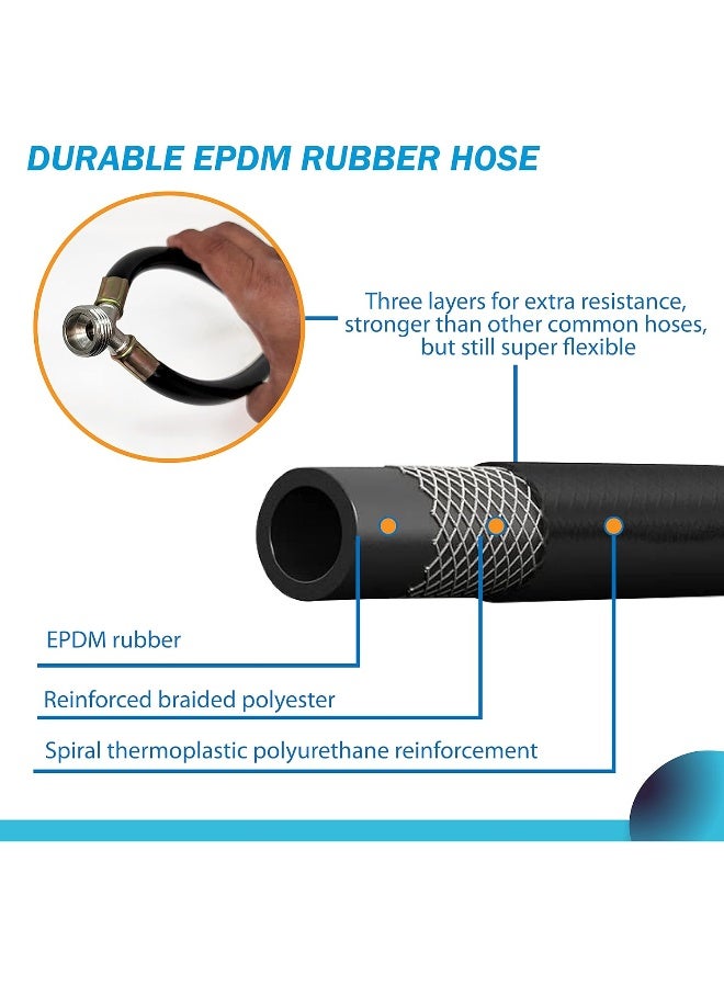 CarterTM Y Mixer Hose, Mix Hot And Cold Water-Washer Braided Rubber Inlet Hose Â¾Â€ With Brass Couplings  - Image 4