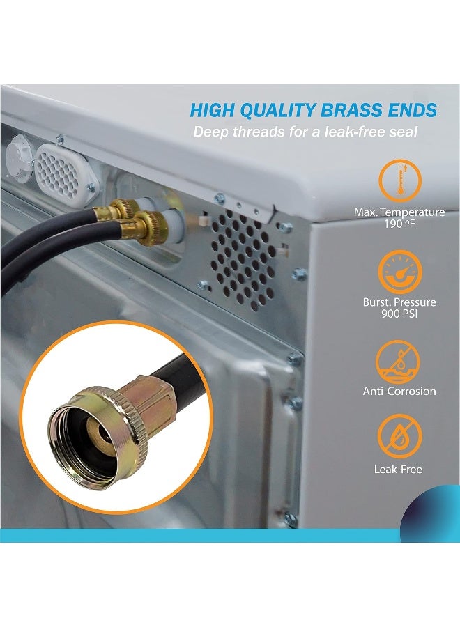 CarterTM Y Mixer Hose, Mix Hot And Cold Water-Washer Braided Rubber Inlet Hose Â¾Â€ With Brass Couplings  - Image 5