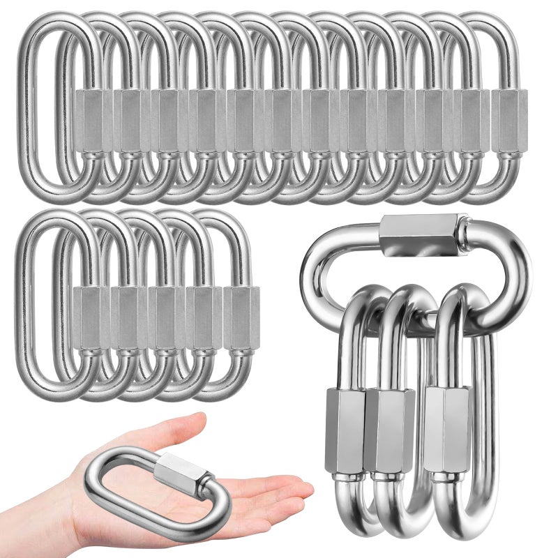 40Pack Heavy Duty Chain Links 1200lbs Capacity 516 Quick Link Locing Carabiners Thread Quick Link Connector for Safe Chain Gym Swing Hammock Shade Sails 32 Inch Carabiner Clips Repair Chain