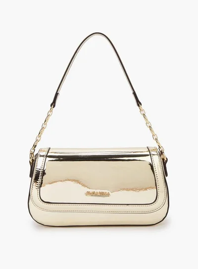Flora Bella By Shoexpress Metallic Shoulder Bag with Flap Closure
