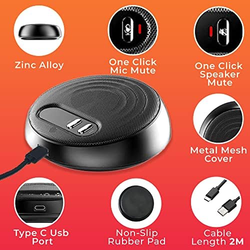 Audio Array AM-C10 USB Plug & Play Conference Microphone with Speaker | Omni Directional Pickup Upto 4M | Speaker and Mic Mute Buttons | Volume Control & Mute Button | Ideal for Meeting & Video Call - Image 5