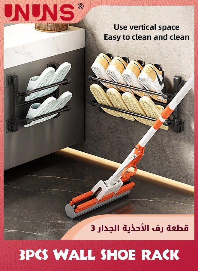 UNUNS Wall Shoe Rack For RV Shoe Storage,3 Pack Wall Mounted Shoe Rack With Sticky Hanging Mounts For Camper,Small Space Door Shoe Holder For Wall Shoe Organization Shelf No Drilling - Image 3