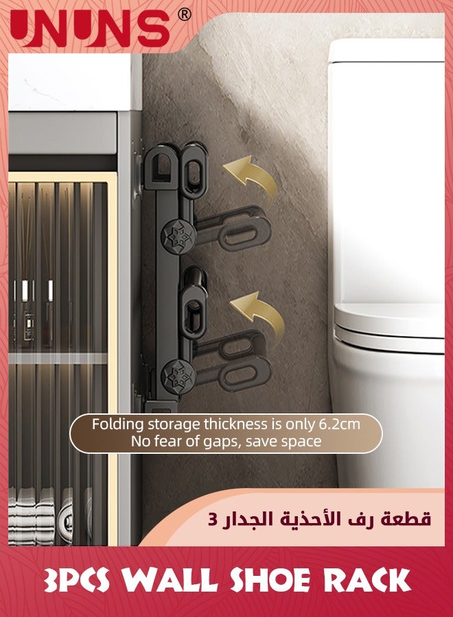 UNUNS Wall Shoe Rack For RV Shoe Storage,3 Pack Wall Mounted Shoe Rack With Sticky Hanging Mounts For Camper,Small Space Door Shoe Holder For Wall Shoe Organization Shelf No Drilling - Image 4