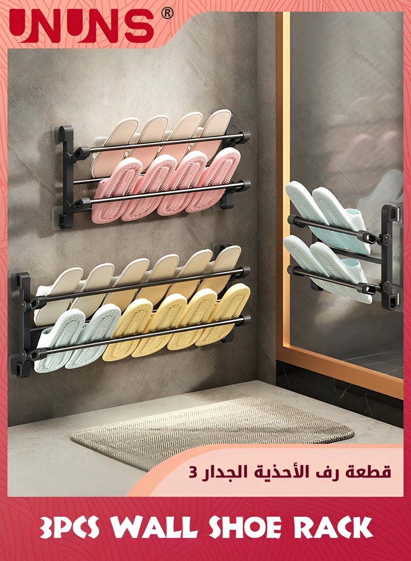 UNUNS Wall Shoe Rack For RV Shoe Storage,3 Pack Wall Mounted Shoe Rack With Sticky Hanging Mounts For Camper,Small Space Door Shoe Holder For Wall Shoe Organization Shelf No Drilling - Image 2