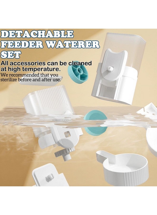 kathson Rabbit Gravity Auto Feeder Set 35oz Hanging Automatic Food Water Dispenser Cage Automatic Feeder Set for Rabbit Chinchilla Guinea Pig Hedgehog Ferret Kitty Puppy (Blue) - Image 5