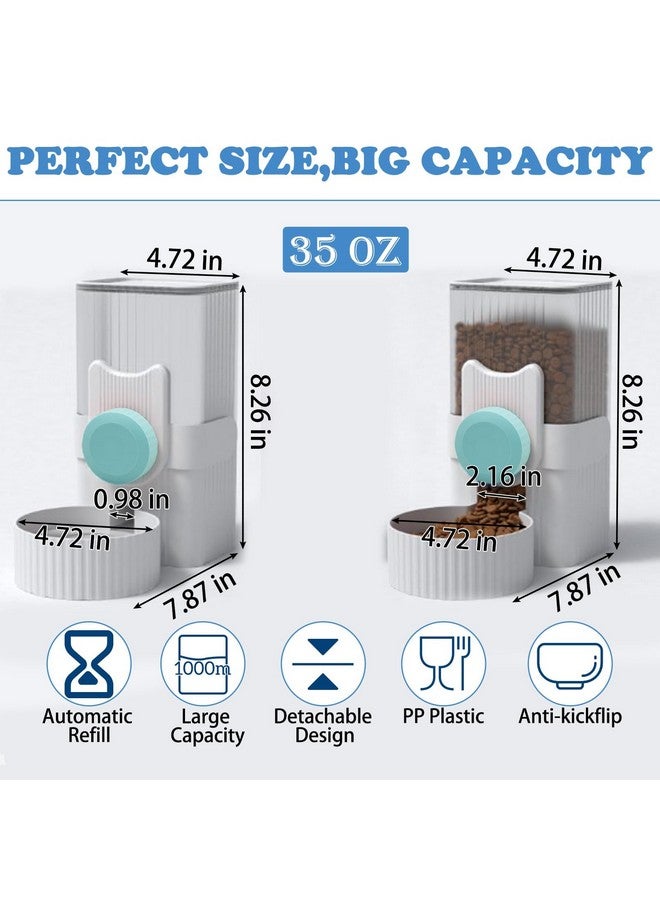 kathson Rabbit Gravity Auto Feeder Set 35oz Hanging Automatic Food Water Dispenser Cage Automatic Feeder Set for Rabbit Chinchilla Guinea Pig Hedgehog Ferret Kitty Puppy (Blue) - Image 2