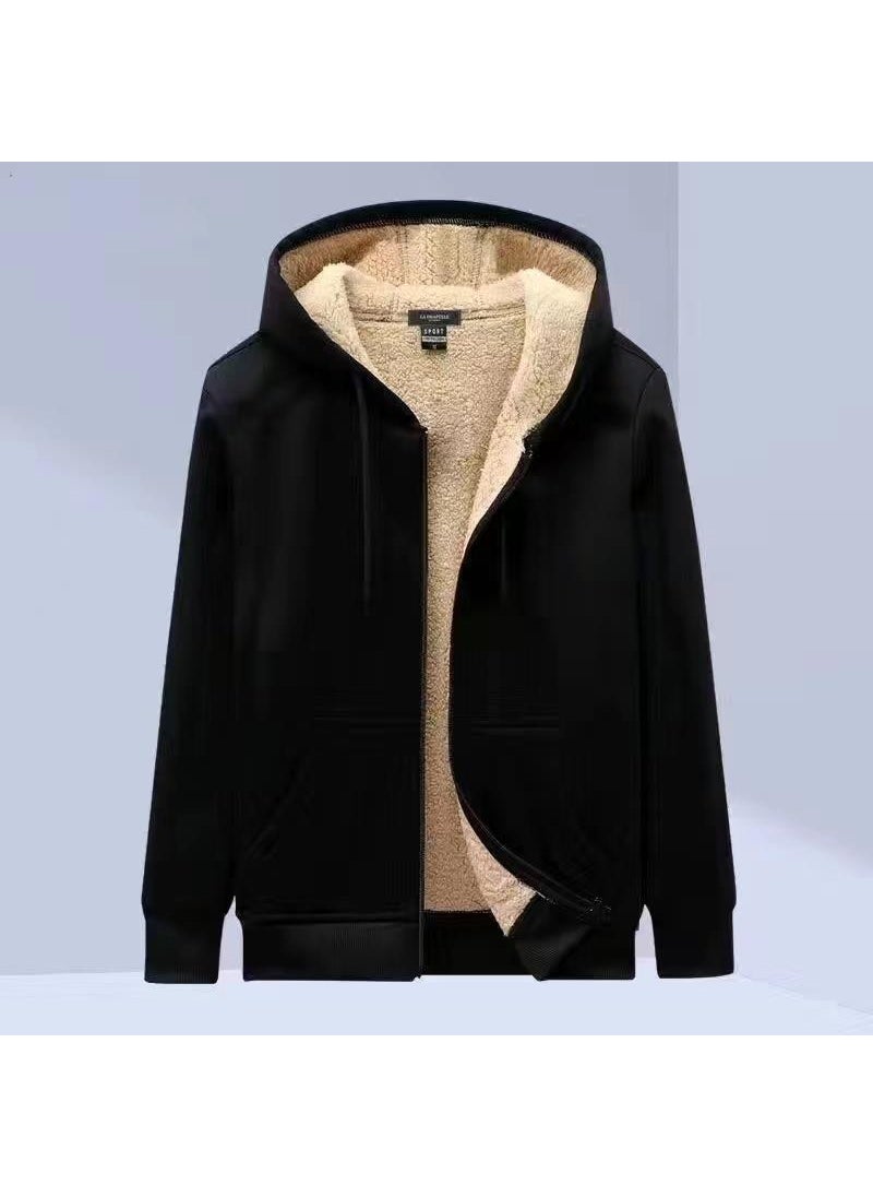 Generic - Mens Casual Sweatshirt  Pants Set Solid Color Warm Zipper sweatshirt [sheep wool single piece] - Image 1
