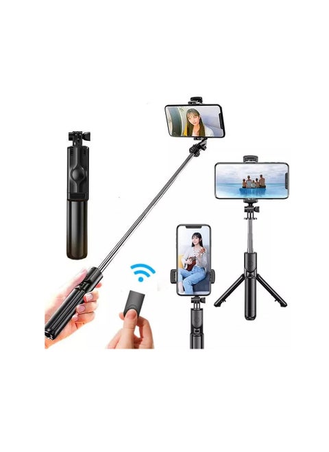 Bluetooth selfie stick with tripod stand and multifunctional extendable Bluetooth remote control (includes Bluetooth remote control)