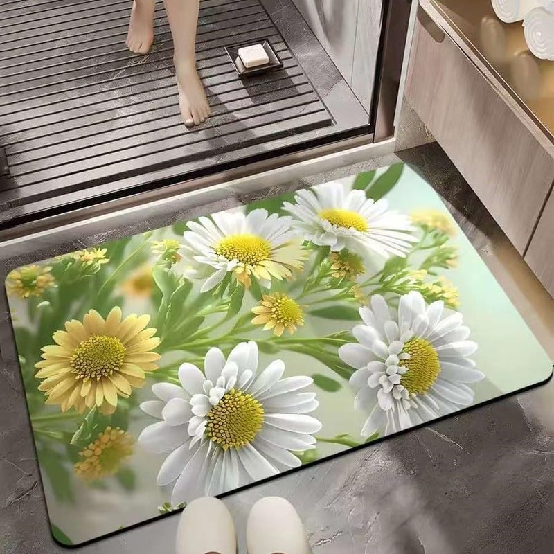 SKVM Memory Foam Water Absorbent Rectangular Shape Mat for Bathroom Kitchen Floor Door Entrance Anti Slip Foot Skid Shower mat (Design 7) - Image 1