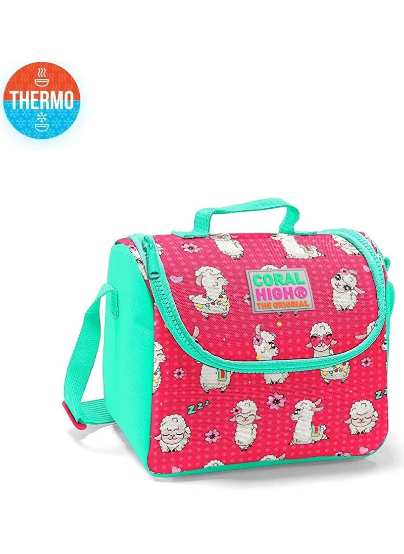CORAL HIGH - Green Lamb Patterned Nutrition School Bag with Pen Holder - Image 1