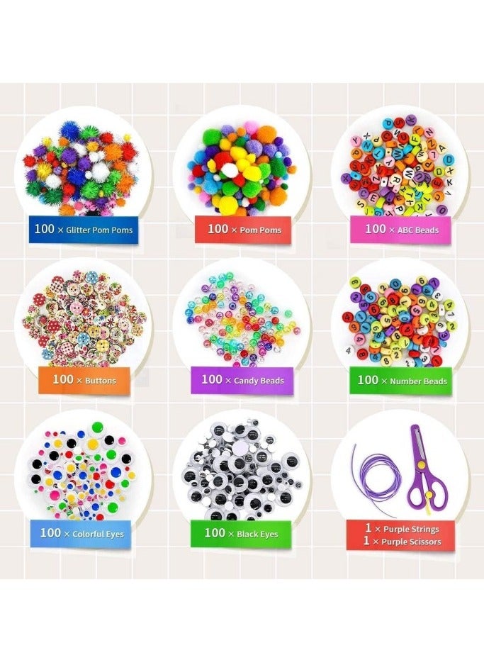 جِيجل جوي 1700pcs لوازم الفن والحرف للأطفال ، مجموعة إمدادات الفنون الحرفية DIY الصغار ، شملت منظفات الأنابيب ، ملصقات ، ريشة ، صندوق تخزين قابلة للطي ، مجموعة حرفية مرحلة ما قبل المدرسة ، لمستلزمات فنية Craft DIY - Image 2