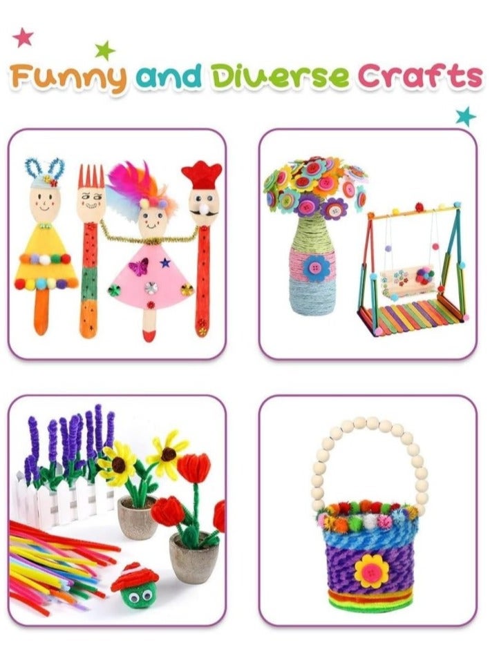 جِيجل جوي 1700pcs لوازم الفن والحرف للأطفال ، مجموعة إمدادات الفنون الحرفية DIY الصغار ، شملت منظفات الأنابيب ، ملصقات ، ريشة ، صندوق تخزين قابلة للطي ، مجموعة حرفية مرحلة ما قبل المدرسة ، لمستلزمات فنية Craft DIY - Image 4